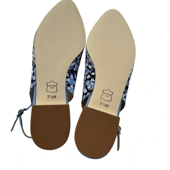 NEW Talbots Edison Slingback Bow Flats Textured Floral Blue Black Size 7.5 - Picture 6 of 10